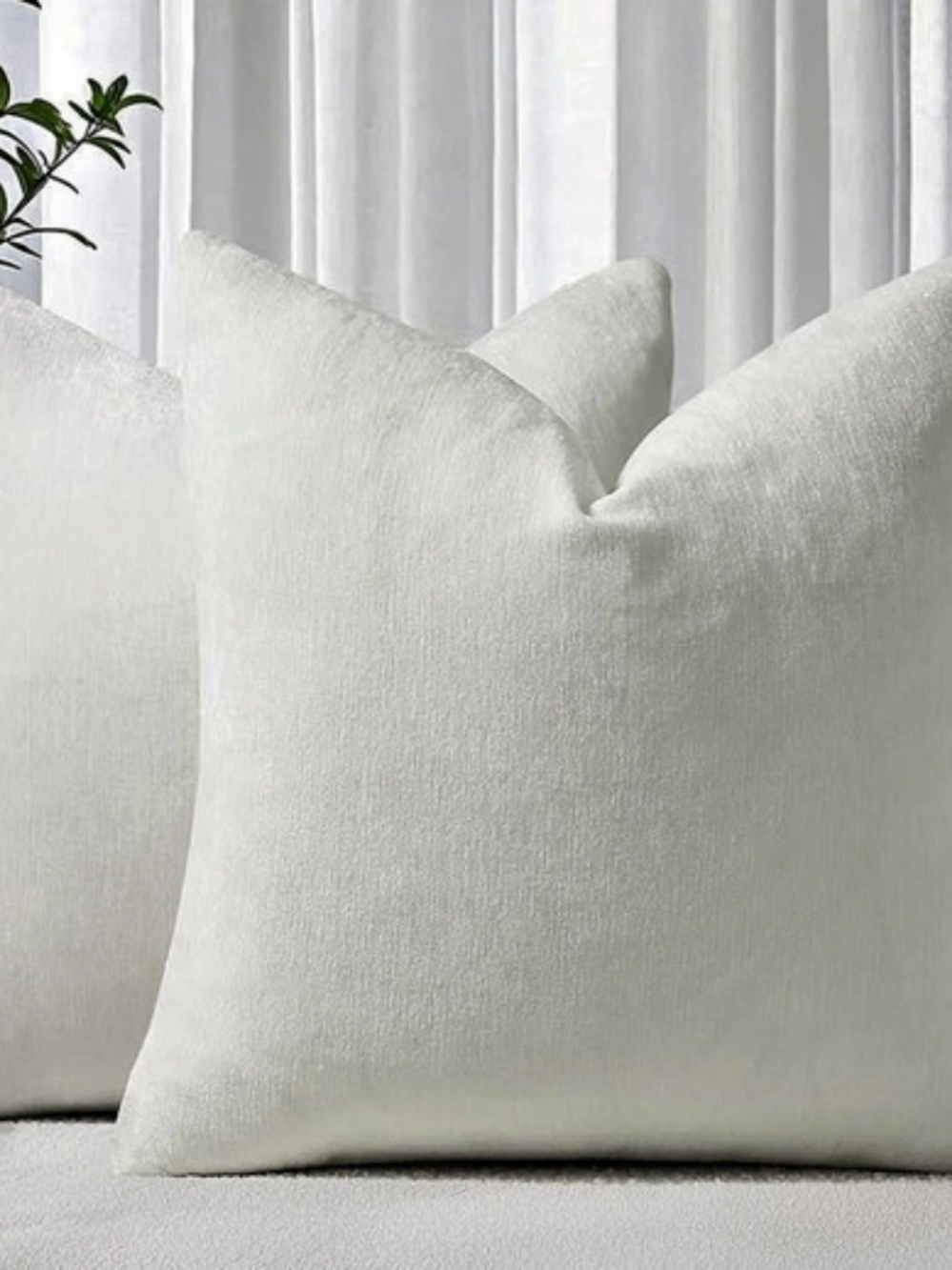 White Chenille Throw Pillow Covers Set Of 2 Size 26x26